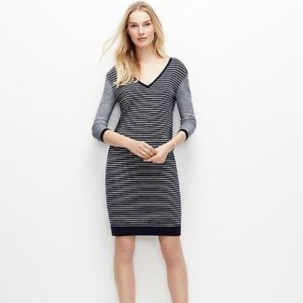 Ann Taylor stripe sweater dress